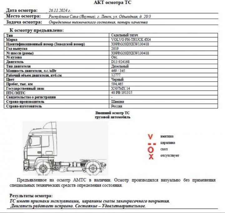 Тягач седельный VOLVO FH-TRUCK 6X4, 2019, Идентификационный номер: X9PRG20DXKW130418